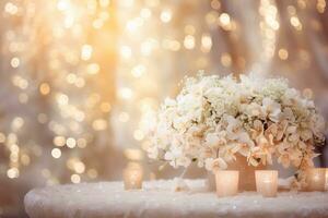 AI Generated Flower Background with Bokeh Lights and Copy Space photo