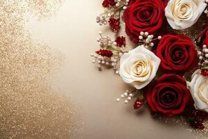 AI Generated Luxury Roses Background with Copy Space photo