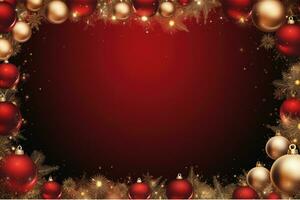 AI Generated Christmas Background with Baubles and copy space photo