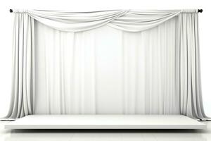 AI Generated stage with white curtains photo