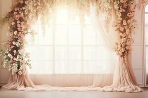 AI Generated Wedding arch with flowers photo