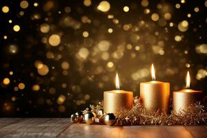 AI Generated Christmas candle background with copy space photo