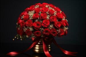 AI Generated Red Roses Background photo