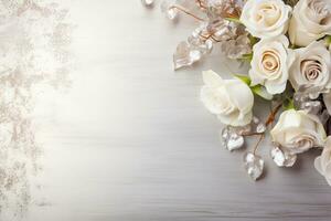 AI Generated Flowers on white with copy space photo