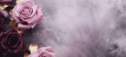 AI Generated Roses on Marble with Copy Space photo