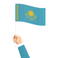 main en portant kazakhstan nationale drapeau isolé transparent Facile illustration png