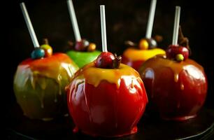 Candy apples food closeup life natural. Generate Ai photo