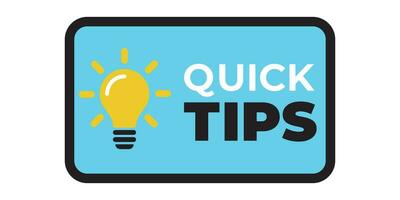 Quick tips icon badge. Ready for use in web or print design. Vector stock illustration.