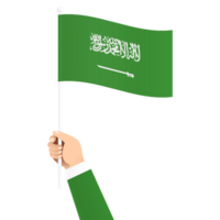 hand innehav saudi arabien nationell flagga isolerat transparent enkel illustration png