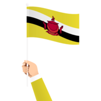 main en portant brunei nationale drapeau isolé transparent Facile illustration png