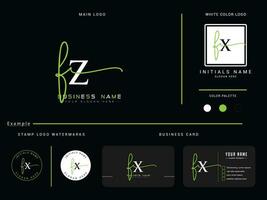 Feminine Signature Fz Logo Branding, Minimalist FZ Signature Luxury Letter Logo vector