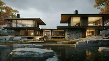 Modern architecture - a blend of nature and luxury.. Generative AI photo