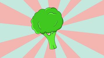 Animated broccoli icon with a rotating background video