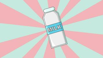 Animation of a milk bottle icon with a rotating background video