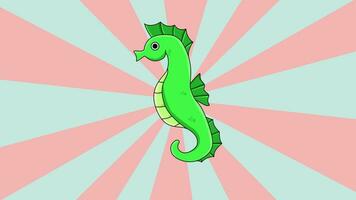 Animated seahorse icon with a rotating background video