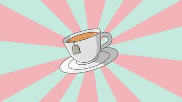 Animated icon of a cup of tea with a rotating background video