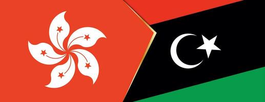 Hong Kong and Libya flags, two vector flags.