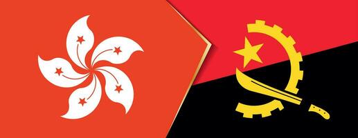 Hong Kong and Angola flags, two vector flags.