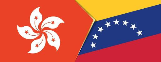 Hong Kong and Venezuela flags, two vector flags.