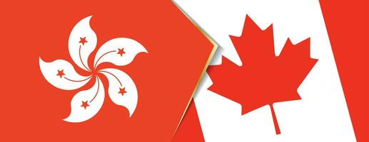 Hong Kong and Canada flags, two vector flags.