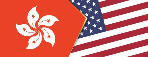 Hong Kong and USA flags, two vector flags.