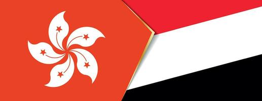 hong kong y Yemen banderas, dos vector banderas