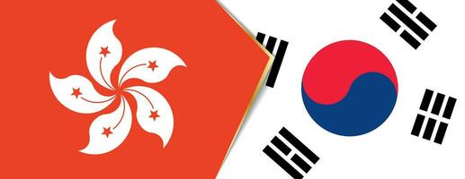 Hong Kong and South Korea flags, two vector flags.