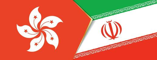 Hong Kong and Iran flags, two vector flags.