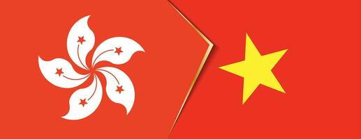 Hong Kong and Vietnam flags, two vector flags.