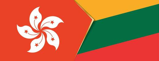 Hong Kong and Lithuania flags, two vector flags.