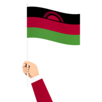 Hand Holding Malawi National Flag Isolated Transparent Simple Illustration png