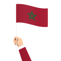 main en portant Maroc nationale drapeau isolé transparent Facile illustration png