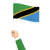 Hand halten Tansania National Flagge isoliert transparent einfach Illustration png