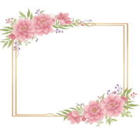 Flower border frame for invitation PNG transparent background Ai Generative