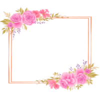 Flower border frame for invitation PNG transparent background Ai Generative