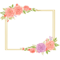 Flower border frame for invitation PNG transparent background Ai Generative