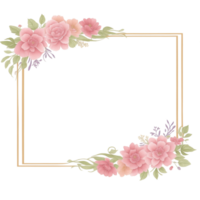 Flower border frame for invitation PNG transparent background Ai Generative