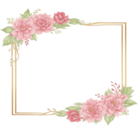 Flower border frame for invitation PNG transparent background Ai Generative