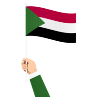 Hand halten Sudan National Flagge isoliert transparent einfach Illustration png