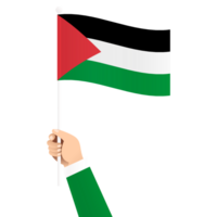 Hand Holding Palestine National Flag Isolated Transparent Simple Illustration png
