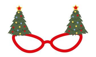 nuevo años lentes con Navidad árbol, muñeco de nieve carnaval Gafas de sol. vector ilustración