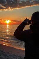 sunset on the beach photo