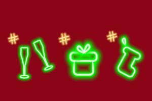 Neon glowing icons with hashtag sign. Design Concept for search, greetings and other different uses vector