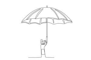 A hand holding an umbrella vector