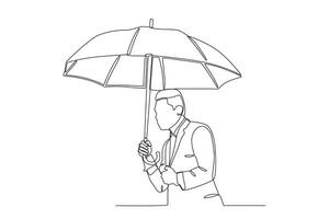 A man wearing an umbrella vector