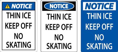 Thin Ice Sign Warning - Thin Ice Keep Off No Skating vector