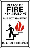 In Case Of Fire Sign Use Exit Stairways, Do Not Use This Elevator vector