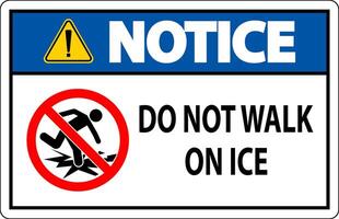 Notice Sign Do Not Walk On Ice vector