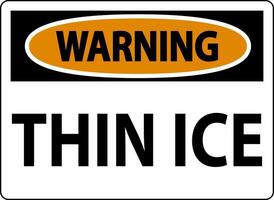 Warning Sign, Warning Thin Ice Sign vector