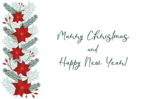 merry christmas and happy new year greeting card vector